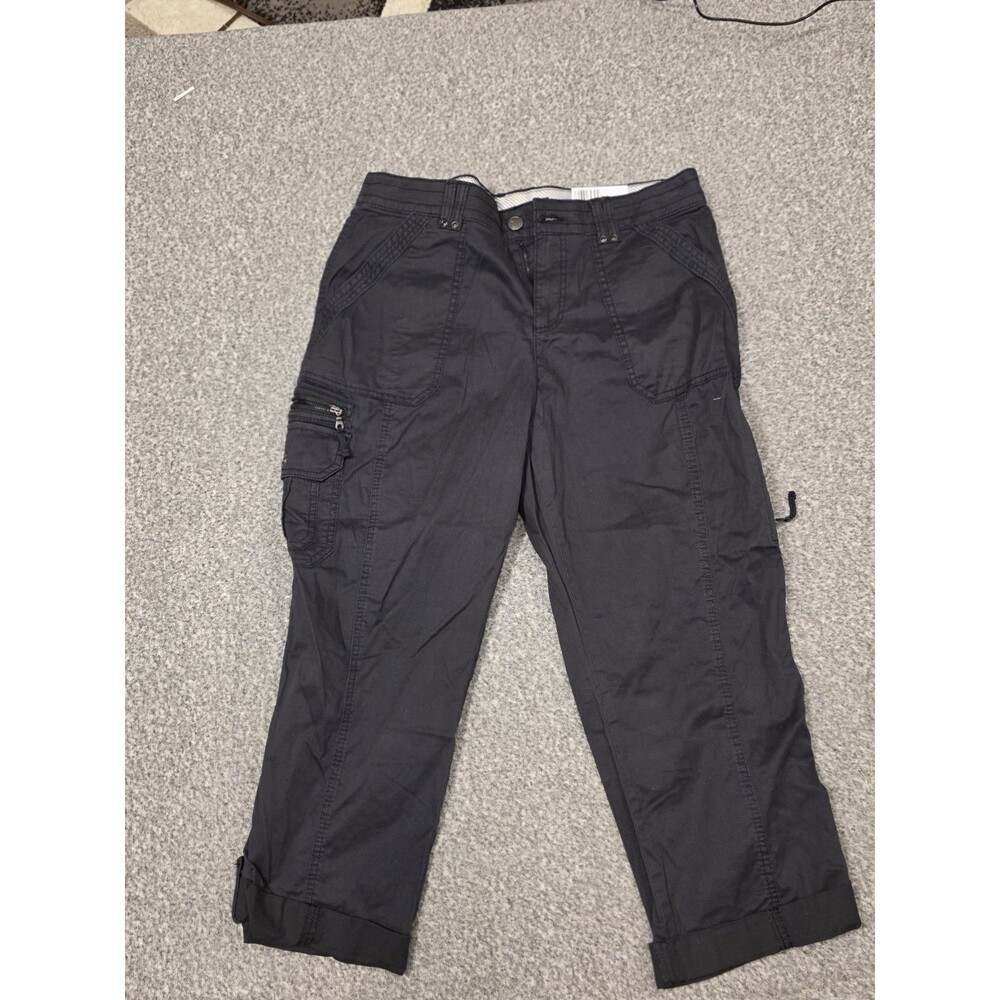Natural Issues Black Cargo Pants Flat Front Zip Button Comfort Waist Pockets Wo… - Picture 2 of 12